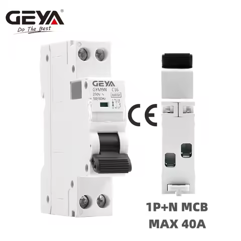GEYA GYM9N 1P+N MCB 6A 10A 16A 20A 25A 32A 40A 220V AC Circuit Breaker 6KA C Curve B Curve