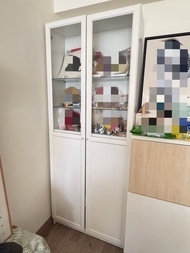 自取IKEA BILLY白色玻璃門展示櫃連儲物櫃