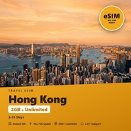 Hong Kong Travel eSIM 2GB & Unlimited 3-15 Days Mobile Internet Plan