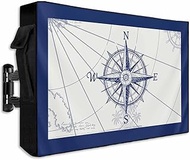 Outdoor TV Cover Waterproof Weatherproof 40 to 43 Inch, Nautical Blue Retro Map Compass Coconut Palm
