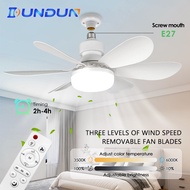 E27 Ceiling Fan With Light 30W 40W 5 leaves 3 Color Silent Fan Light Bulb E27+Remote Control Timing 