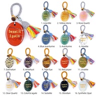 Engraved Crystal Palm Stone Keychain / Pendant ✨ | Daily Affirmation Pocket Stone | Success & Abunda