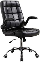 Ergonomic Computer Chair, Leather Five-Star Foot Lifting Swivel Office Chair Home Comfortable Backrest Boss Chair Gaming chair (Color : Black)