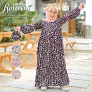 Gamis Anak Perempuan Motif Bunga | Ameena Dress Kids Bahan Katun Rayon Premium Bahan Adem Best Selle