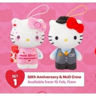 Mcdonald's Hello Kitty toy plush 50th anniversary - 50th anniversary and McDonald Crew