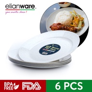 Elianware 10’' Marble (6 Pcs Set) Dining Plate Rice Pinggan Plate