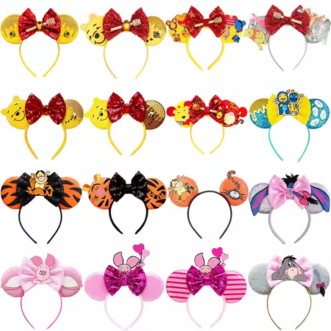 Cartoon Piglet Tigger Hair Accessories Women Disney Winnie the Pooh Bear Ears Hairbands Kids Eeyore 
