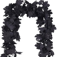 Halloween Black Ornaments Simulation Maple Leaf Rattan Christmas Rattan Decoration Home Wall Hanging