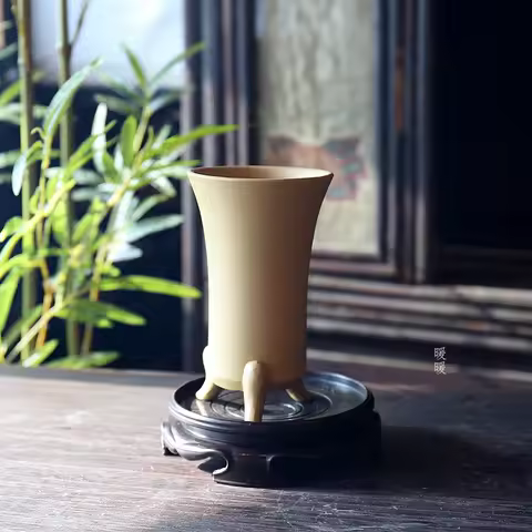 Plants Pot for Home Decoration, Crude Pottery, Tripedal Purple Send, Table Vase, Breathable Garden D