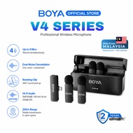 BOYA BY-V4/V4D/V4U 4-Channel Lavalier Lapel Wireless Microphone for iP/USB-C/Tablet/Laptop/Camera