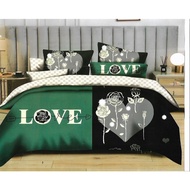 Cadar Queen 4in1 Fitted Bedsheet  Set Cadar Pillowcase Material Cotton Sejuk tanpa comforter