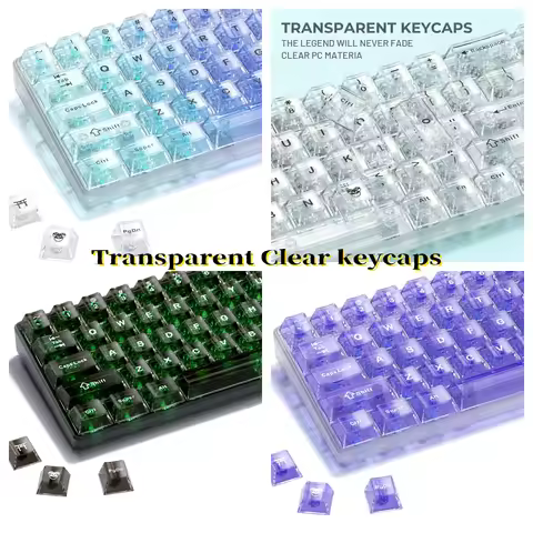XVX Clear keycaps White Transparent 75 Percent Crystal Ceramic Keycap Set PC Shine Through Cherry Pr