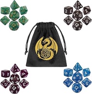 Mini Polyhedral DND Dice Set, Acrylic Four-Colour D&D Dice Set, D4, D6, D8, 2 D10 (00-90 and 0-9), D