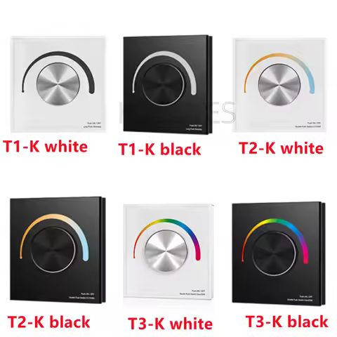 SKYDANCE T1-K T2-K T3-K 3CH*4A 12-48VDC CV Dimming Controller 1-3 color/Glass panel/Rotary dimming/3