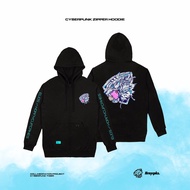 Hornycupcakes X Evos - Cyberpunk Black Zip Hoodie