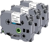 Weemay TZe-241 3 Pack Compatible for Brother P-Touch Label Tape 18mm 0.7 Laminated White 3/4 TZe TZ 