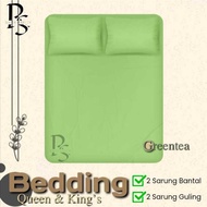 PLAIN GREEN TEA AESTHETIC BED SHEET SINGLE QUEEN & KING'S SIZE BED SHEET 90X200/100X200/120X200/160X