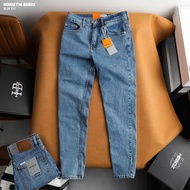 Quần jean nam Heboz dáng slim D039 quần dài denim trơn cao cấp - 00002736