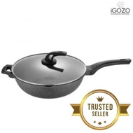 [LOCAL READY STOCKS ] iGOZO EPSILON 32CM NON-STICK PREMIUM GRANITE STIRFRY WOK + GLASS LID KUALI GORENG REBUS MENGGORENG