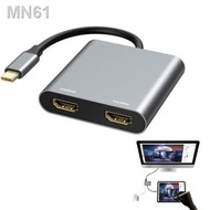 2022✘❈Typec to Dual HDMI 2in1 Adapter Type-C HUB HDMI 4K Two Monitors Mirror Extend Display for Macbook Laptop Cellphone