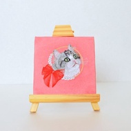 蘇格蘭折耳和珍珠刺繡面板織物面板/粉紅