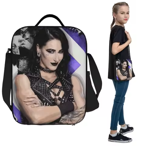 WWE Rhea Ripley Insulated Lunch Bag for Kids School Cooler Thermal Food Box Tote Leakproof Lunch Box