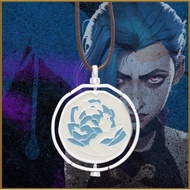 YT4 LOL Arcane League of Legends Jinx Ekko Necklace Blue Rose Rotating Fashion Jewelry