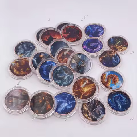 Fantasy Dragon .999 Copper Coin Fire Water Starry Sky Dragon Commemorative Medal Collectible Souveni