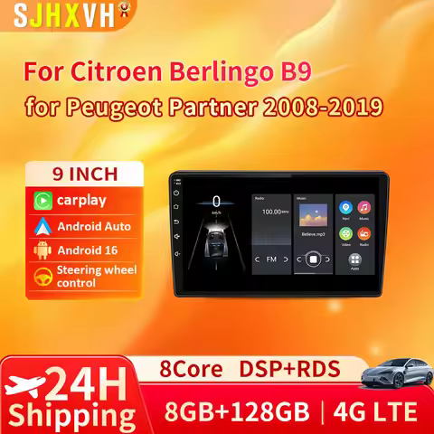 For Citroen Berlingo B9 Peugeot Partner 2008 - 2019 Android 15 Car Radio Carplay Auto 8Core GPS Mult