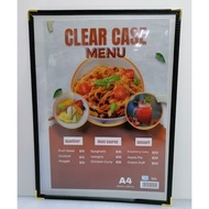 A4 CLEAR CASE MENU HOLDER C/W 4'S GOLD CORNER 1/2/8REFILL