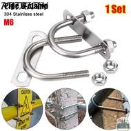 KATAKAN 1Set M6 Round Tube Clamp, 304 Stainless Steel Screws Pipe U-clamp, Durable With Baffle Right