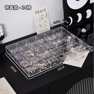 首飾盒 珠寶收納盒 女士珠寶盒 項鍊飾品耳環耳環戒指珠寶箱 首飾收納盒 多功能飾品收納盒-透明24格托盤帶蓋