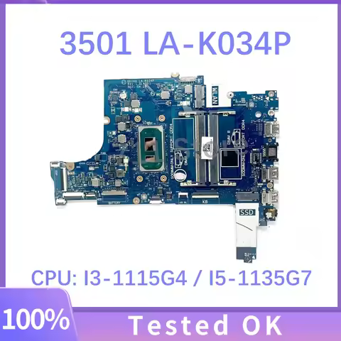 GDI4A LA-K034P Laptop Motherboard For Dell Vostro 3400 3500 Inspiron 3501 i3/i5/i7-11th CPU 0FTXD9 0