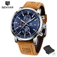 BENYAR Men Watch Chronograph Waterproof Sport Genuine Leather Mens Wrist Watches Top Brand Luxury Mi