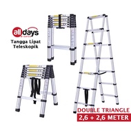 Alldays Tangga Lipat Teleskopik DOUBLE TRIANGLE Alumunium Ladder Bahan Kuat, Praktis, Simple