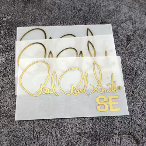 3 Pieces Selfadhesive 0.3 mm thick PRS SE Metal Decal Sticker Guitar Peghead Logo Gold