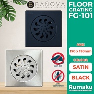 [HOT XKKLHIOUHWH 527] BANOVA SUS 304 Stainless Steel Floor Grating Floor Trap BN-FG101 150 x 150 x 0.8mm Bathroom Satin Nickel / Matt Black