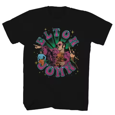 Elton John Images Mens T Shirt Music Classic Band Concert Rock Tee New Black