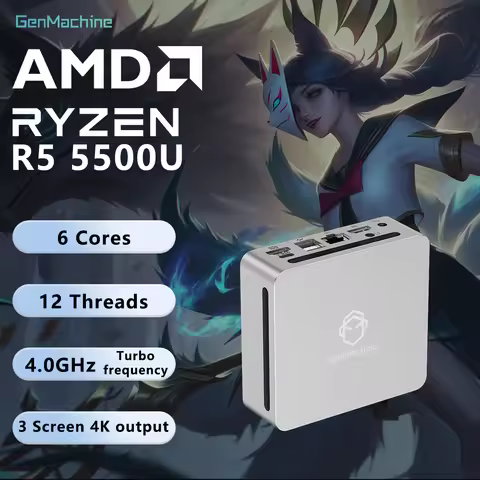GenMachine Mini PC AMD Ryzen 5 5500U 16GB RAM+512GB ROM CPU 4.0GHz Windows 11 Ryzen DDR4 WiFi6 NUC G