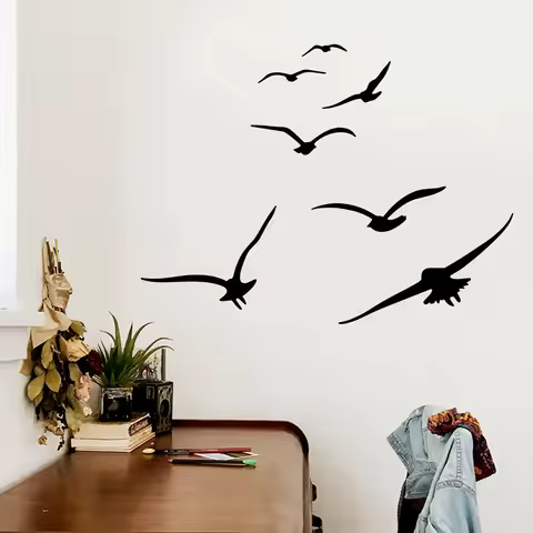 7Pcs Set of Seabirds Animal Wall Sticker Decal Baby Nursery Playroom Bedroom Sea Ocean Bird Vinyl Ba
