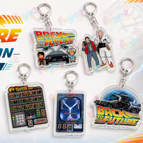 Retro Movies Back To Keychain Accessories Creative 80s Future Art Vintage Time Machine Charm Bag Pen