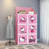 6 Cube + 2 Top Wardrobe DIY Cartoon Cube Rack Clothes Storage Bedroom Cabinet Almari