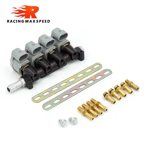 Universal LPG/CNG Sequential Injection Auto Gas Conversion Kit 2/3Ω Fuel Rail with 65mm Nozzle&Injec