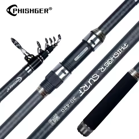 PHISHGER Telescopic Surf Spinning Rod 3.6/4.2/4.5/5.0/5.3m Power80-150g 30T Carbon Travel Surfcastin