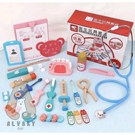 WOODEN DENTIST TOYS BAG CHILDREN'S DENTIST TOY/
