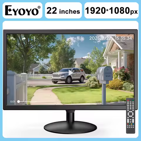 EYOYO 22 Inch Desktop Security Camera Monitor 1080P FHD 75Hz LED Screen With Speakers HDMI VGA AV BN