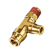 Brass Male Branch Tee Push-In Fittings,  C36000 Brass Air Line Connectors for Truck & Industrial Pne