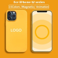 Shockproof Liquid Silicone Case for iPhone 12 Pro Max 12 Mini Cases Magnetic Pop-up Animation for iPhone12 Cover with Logo
