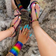 KT1 Wish colored diamond plus size flat sandals womens shoes