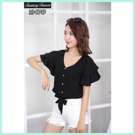 Causal plain crop top